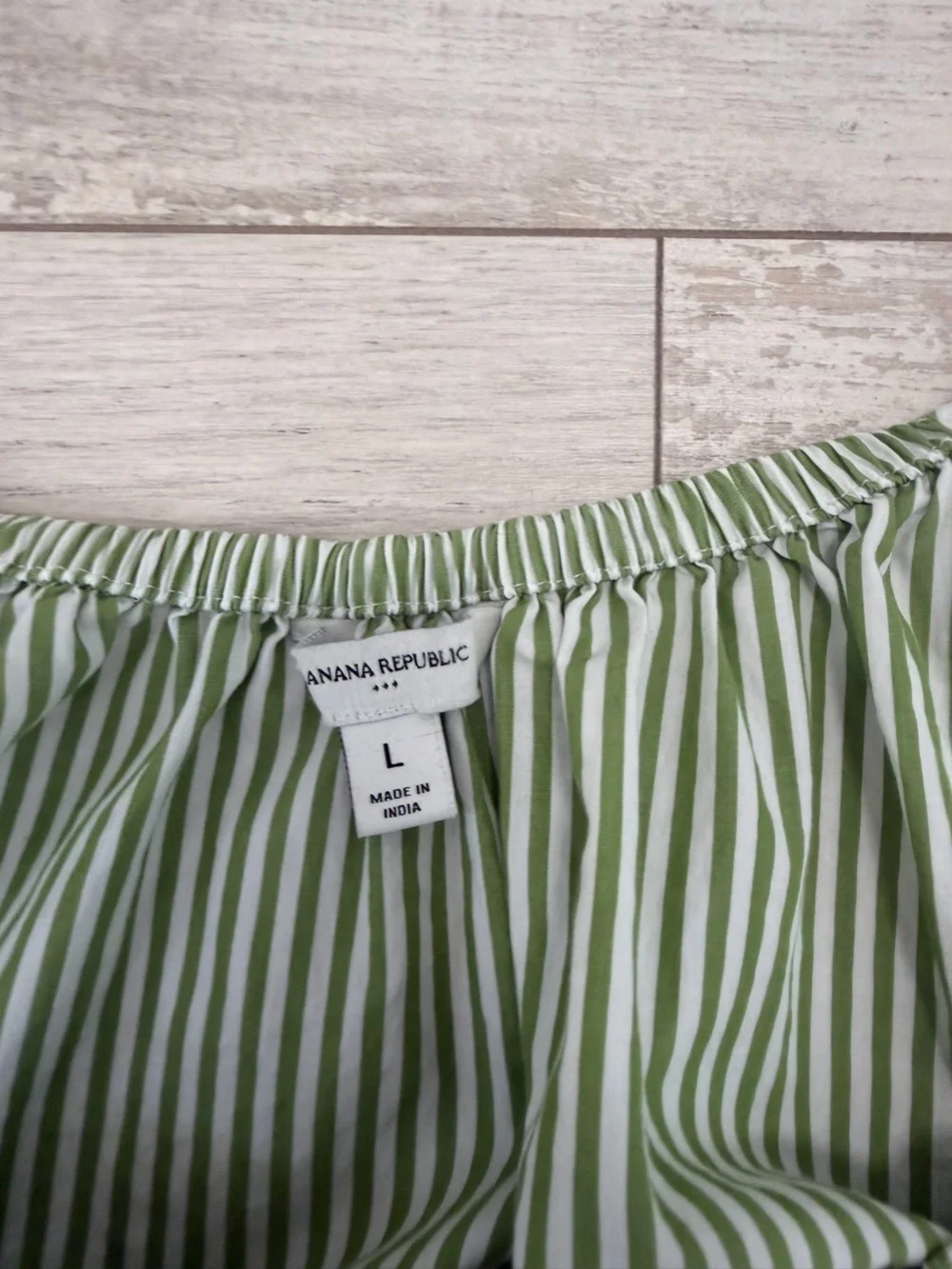 Banana Republic Green Striped Smocked Peplum Top Size L EUC